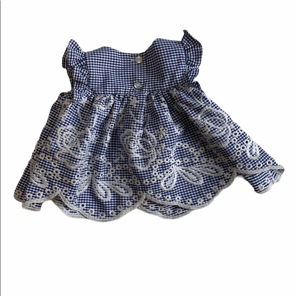 SOLD Vintage Bonnie Jean Baby Gingham Embroidered Dress - Picture 3 of 5